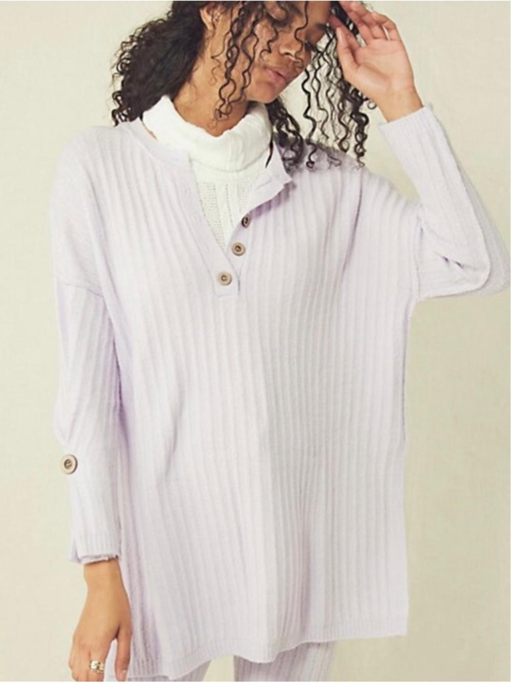 Free People Around The Clock Pullover Sweater Lavender Size XS Oversized